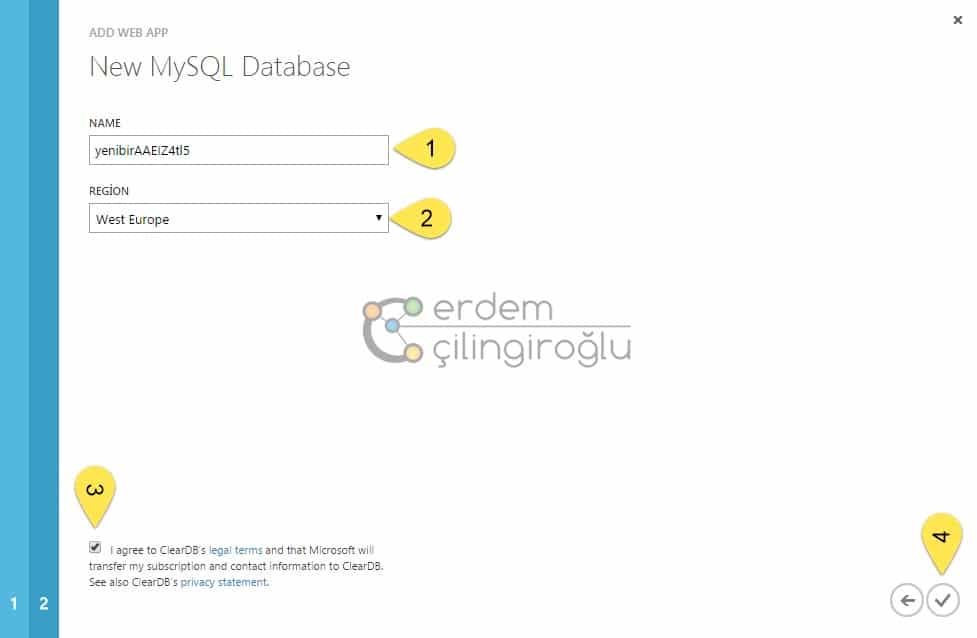 Azure WordPress Database Oluşturma